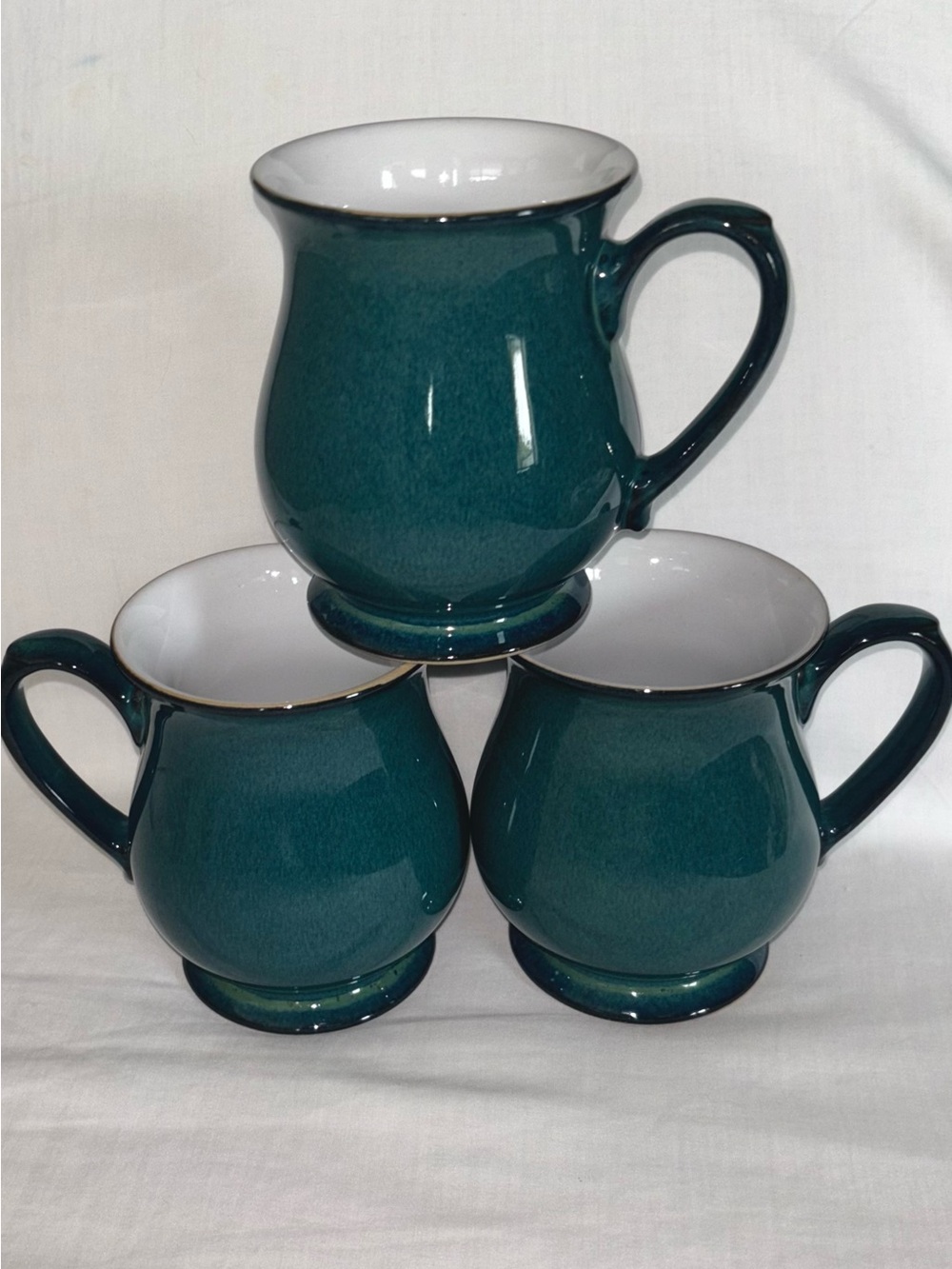 Set of 3 Denby Craftsman Mugs Greenwich Green England Clean Like New
